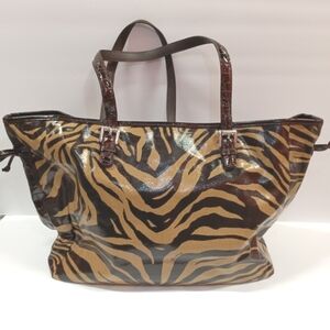 Brighton Large Animal Print  Zebra Coated Vinyl Travel Tote